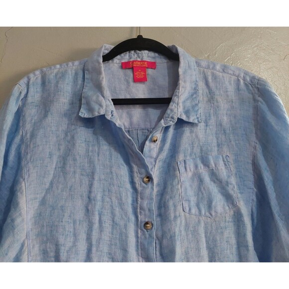 Catherine Tops, Women XL, 100% Linen, Blue, Pretty, 22 Inch Of Armp To Armp. - Picture 7 of 11